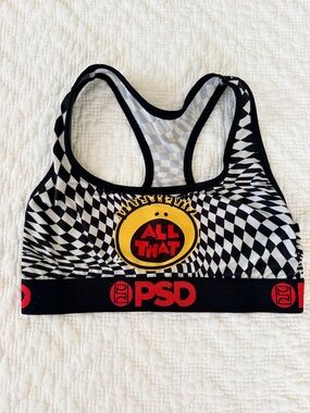 PSD Black White Yellow Red Checkerboard Sports Bra